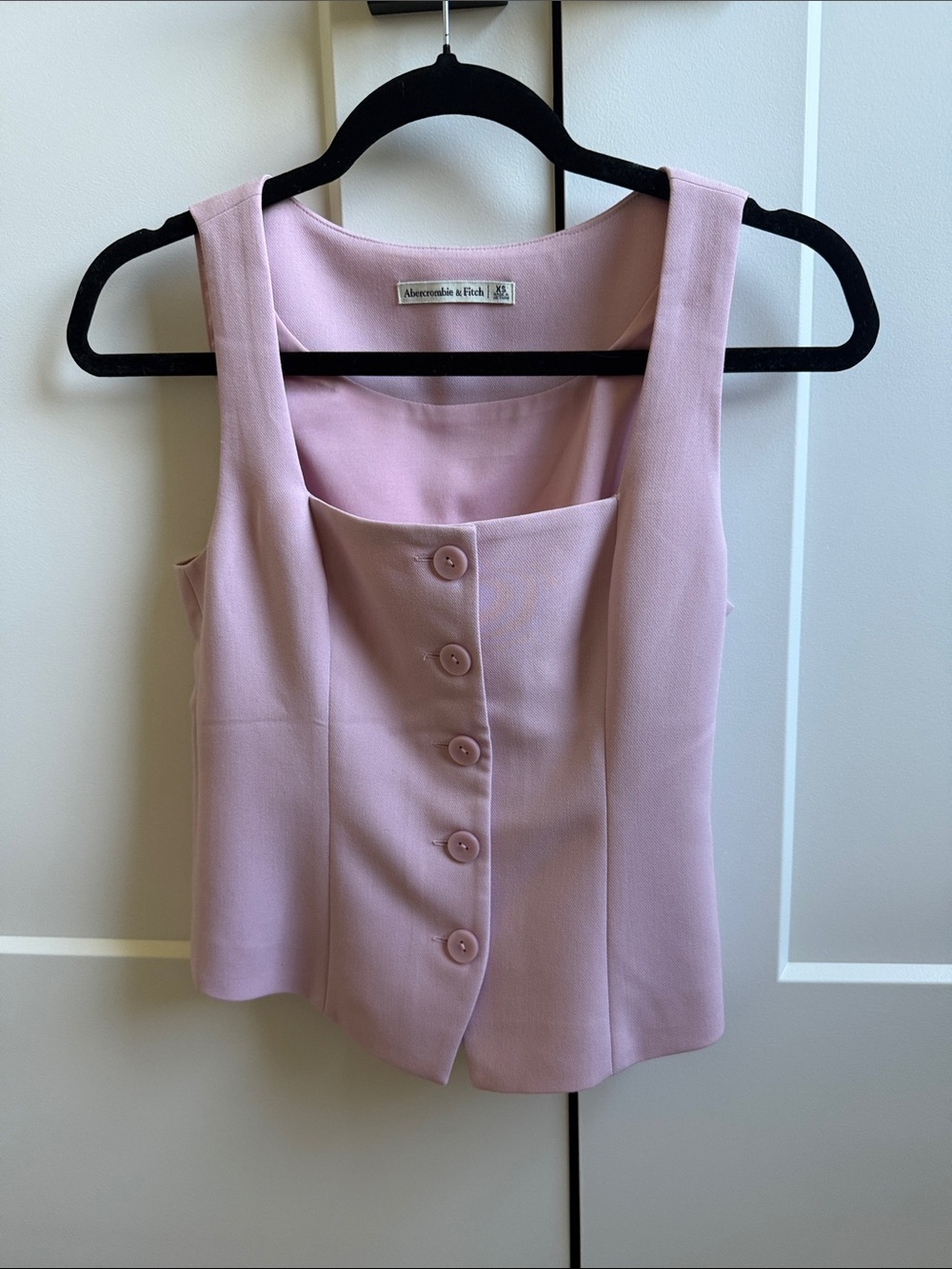 Abercrombie & Fitch Light Pink Button-Front Square Neck Vest